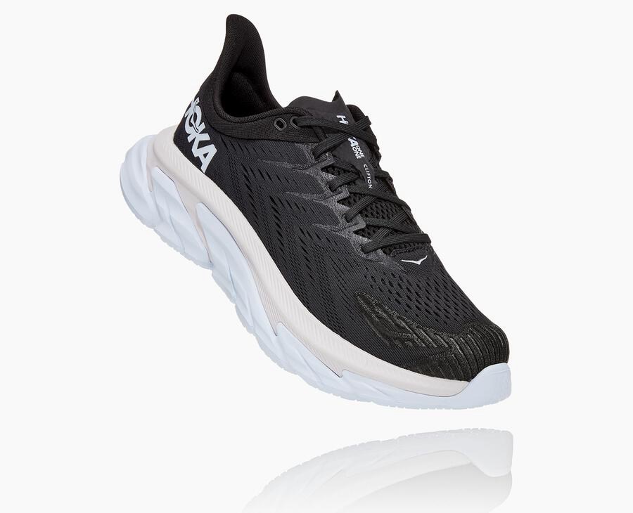 Hoka Australia One One Clifton Edge - Mens Running Shoes Black/White - TWLHC-1368